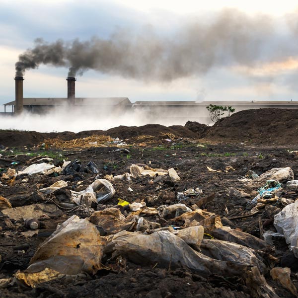 landfill and air waste from smoke stacks